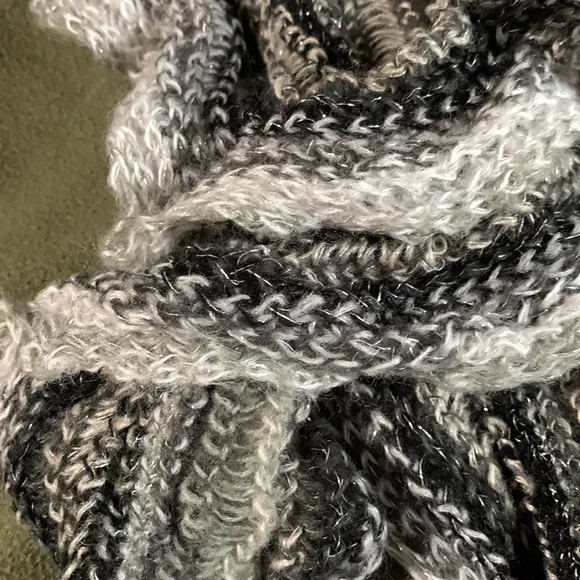 Lot of 2 Mixit winter scarfs. Black, gray and silver.  Gold, cream and tan. OS - Picture 2 of 6